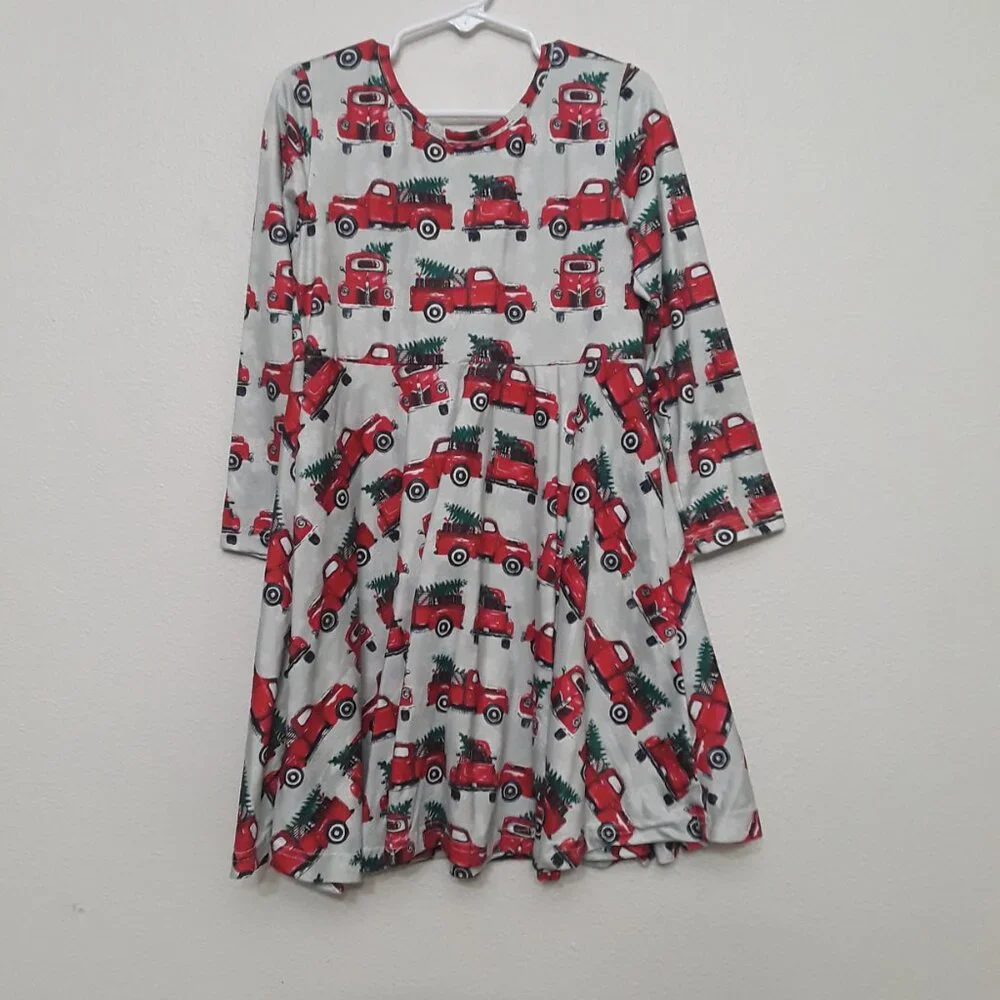 Red Truck Print Dress